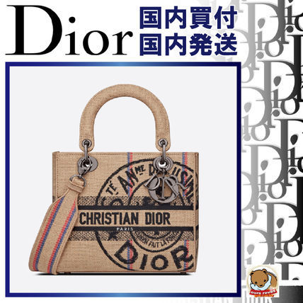 LADY D-LITE ミディアムバッグ Dior Union ジュートキャンバス-BUYMA