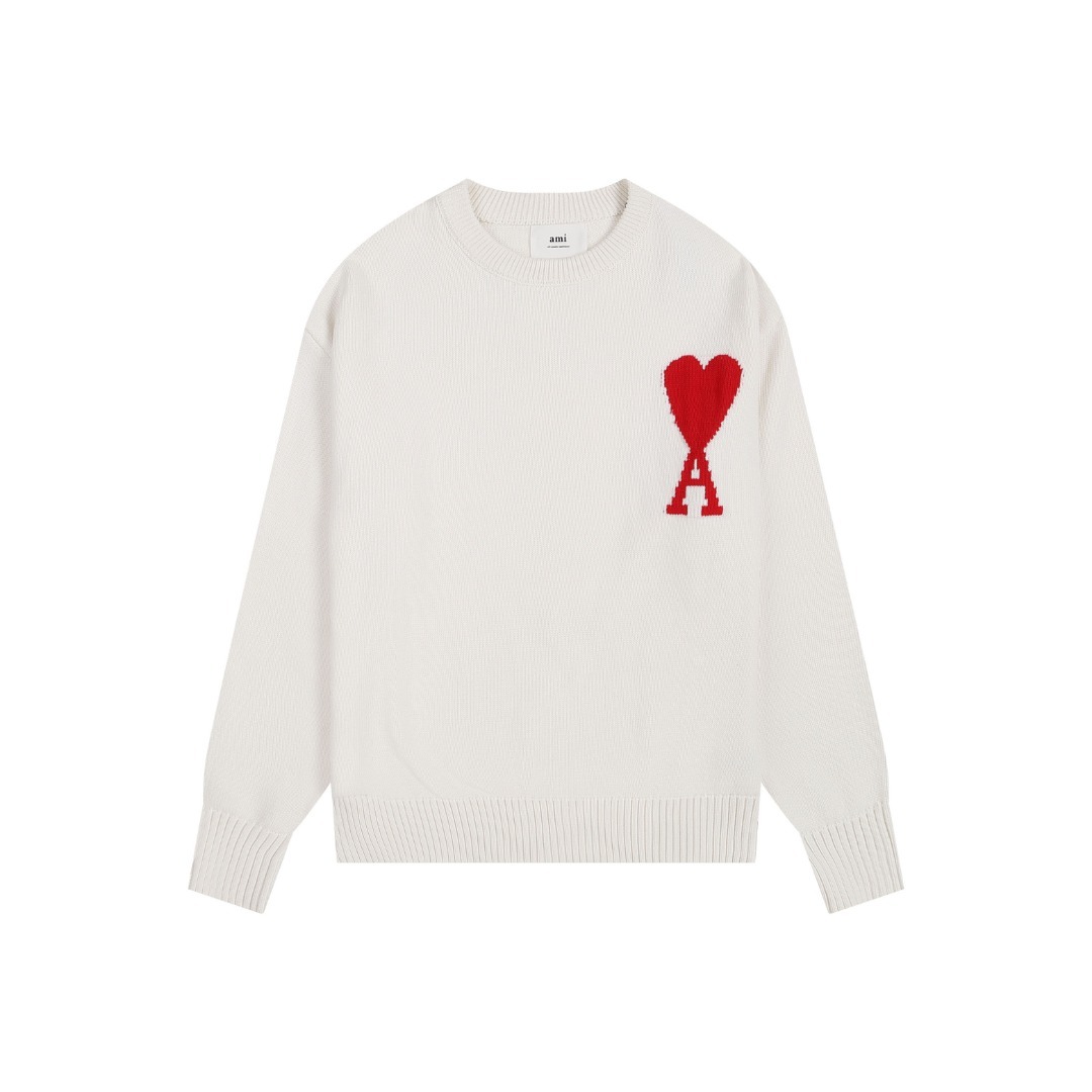 【AMI PARIS】 アミ パリス Intarsia Sweater ハートロゴ ニット ロゴ セーター オーバーサイズ