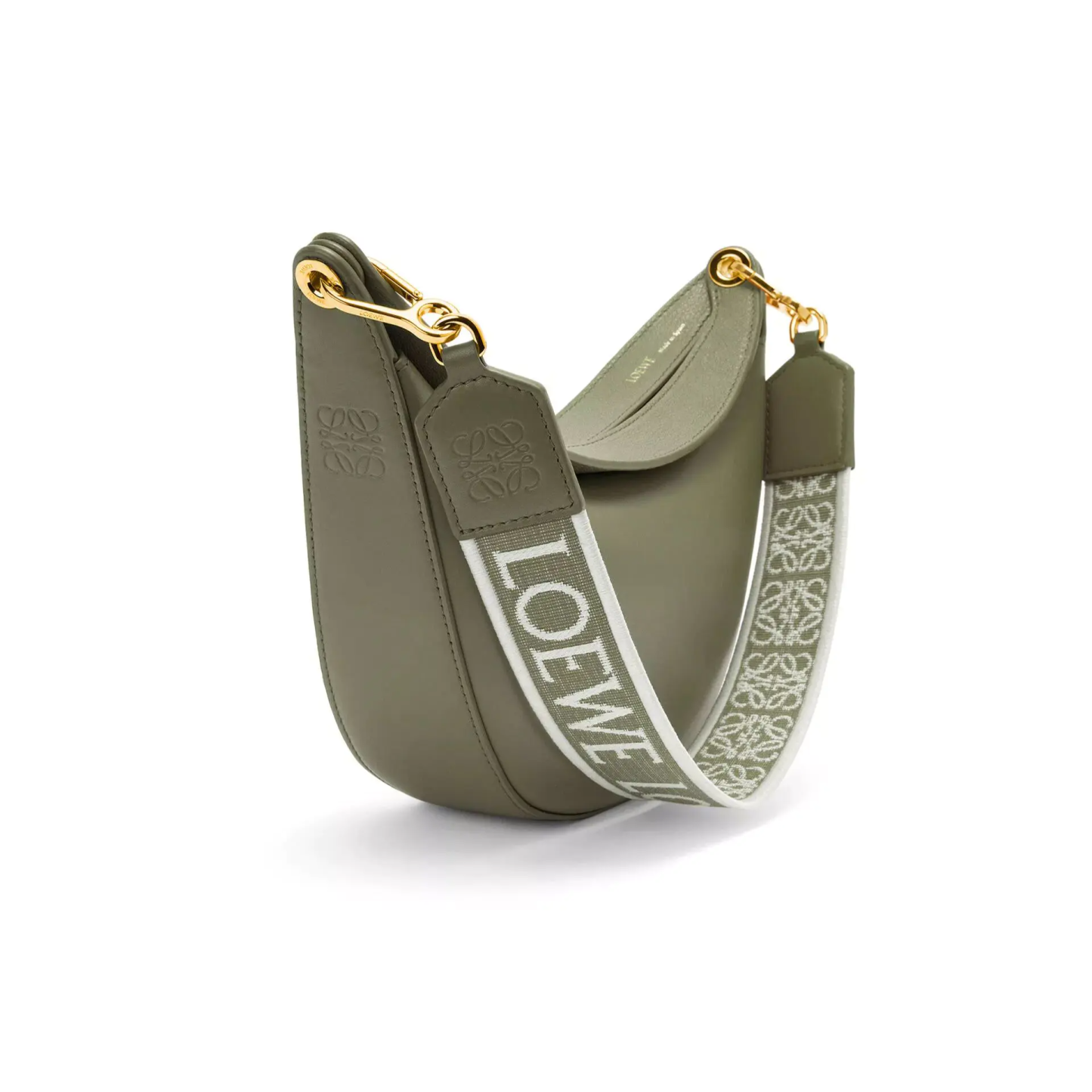 関税込 ◆LOEWE サテンカーフ&ジャカード Luna ホーボー バッグ