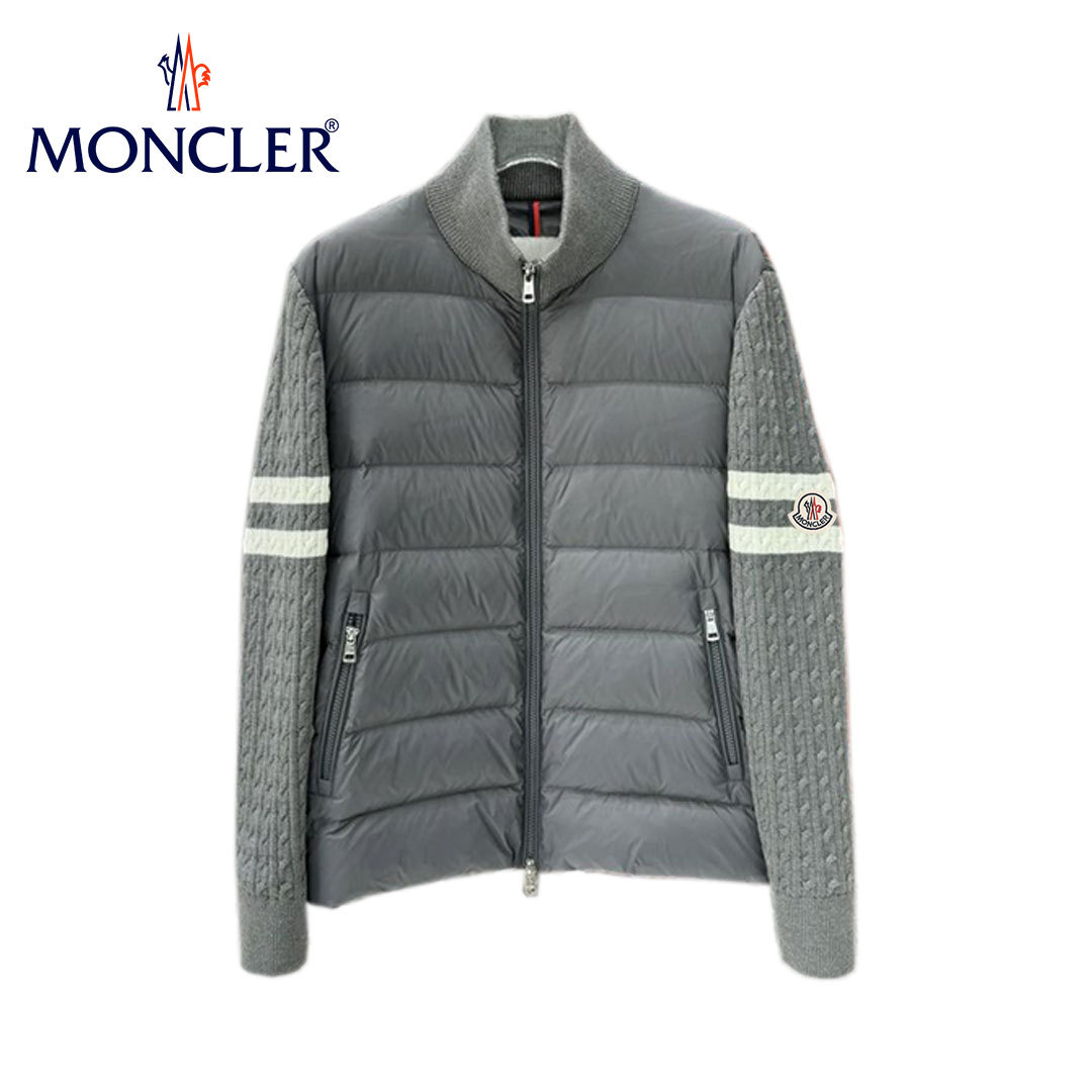 【Moncler】モンクレール 2024 スタンドカラーニットウールパッチワークダウンジャケット