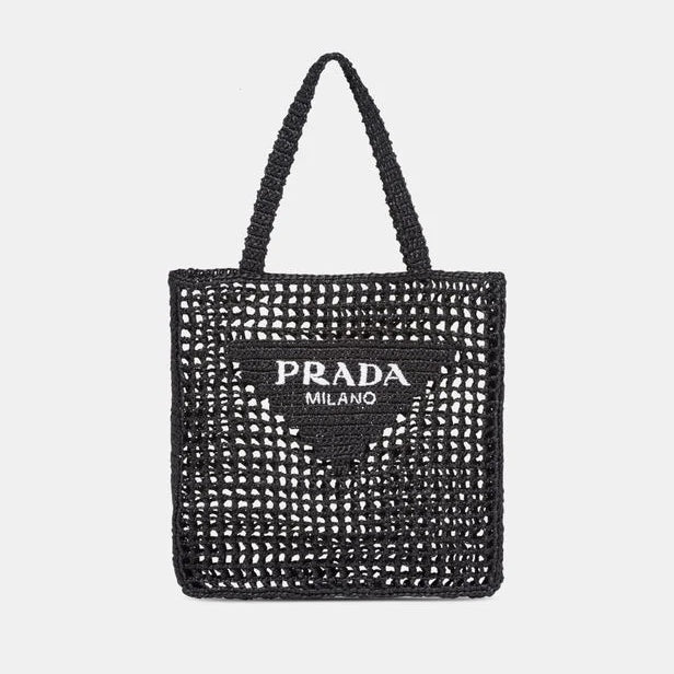 【PRADA】Raffia tote bag ロゴ ラフィア トートバッグ 2022SS新作