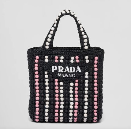【PRADA】ラフィアxウッド トートバッグ 3色