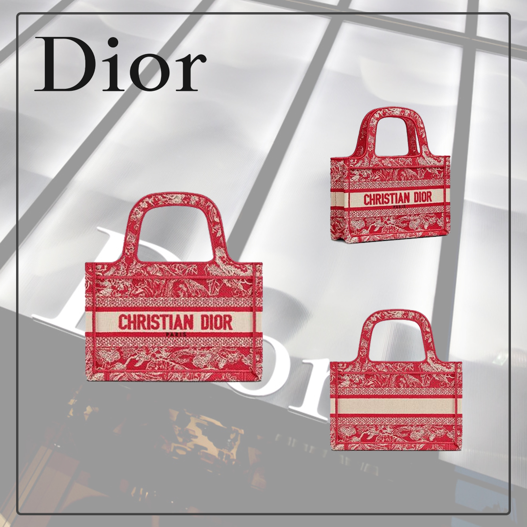 ブックトート バッグ TOILE DE JOUY 刺繍 レッド