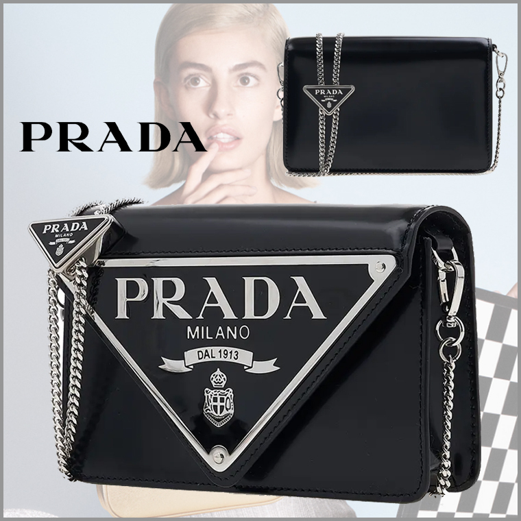 PRADA-三角ロゴ-チェーン-ショルダーバック