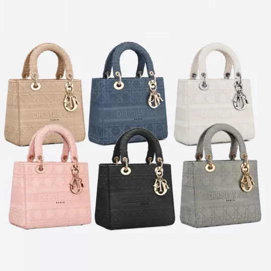【DIOR】雑誌掲載！中村アンさん愛用！憧れのMedium Lady D-Lite Bag！ 刺繍キャンバス グレー バッグ【バッグ】