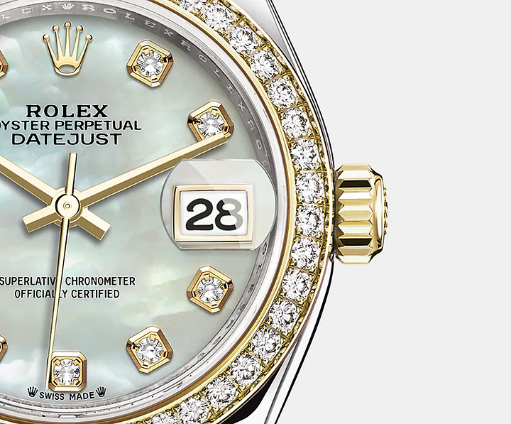 レディ デイトジャスト オイスター 28 mm オイスタースチール＆イエローゴールド ダイヤモンド