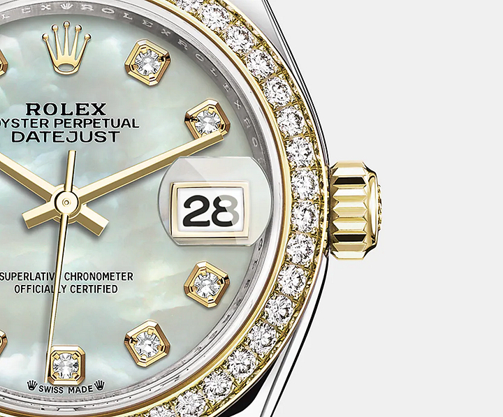レディ デイトジャスト オイスター 28 mm オイスタースチール＆イエローゴールド ダイヤモンド