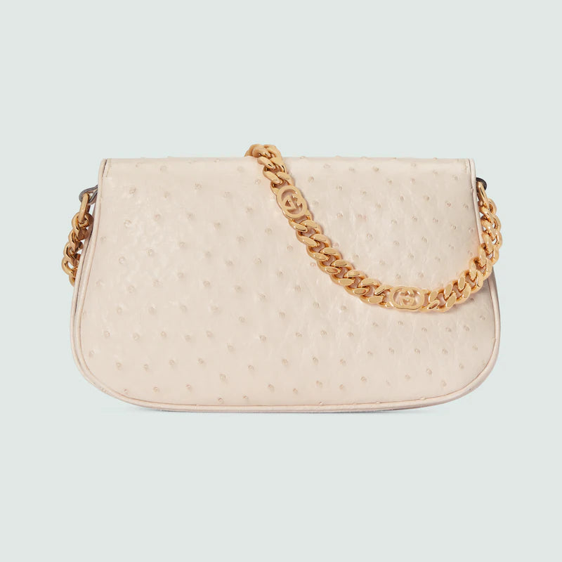 〔グッチ ブロンディ〕オーストリッチ ショルダーバッグ