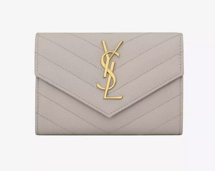 小文字のロゴグレインエンボスレザー封筒ウォレット