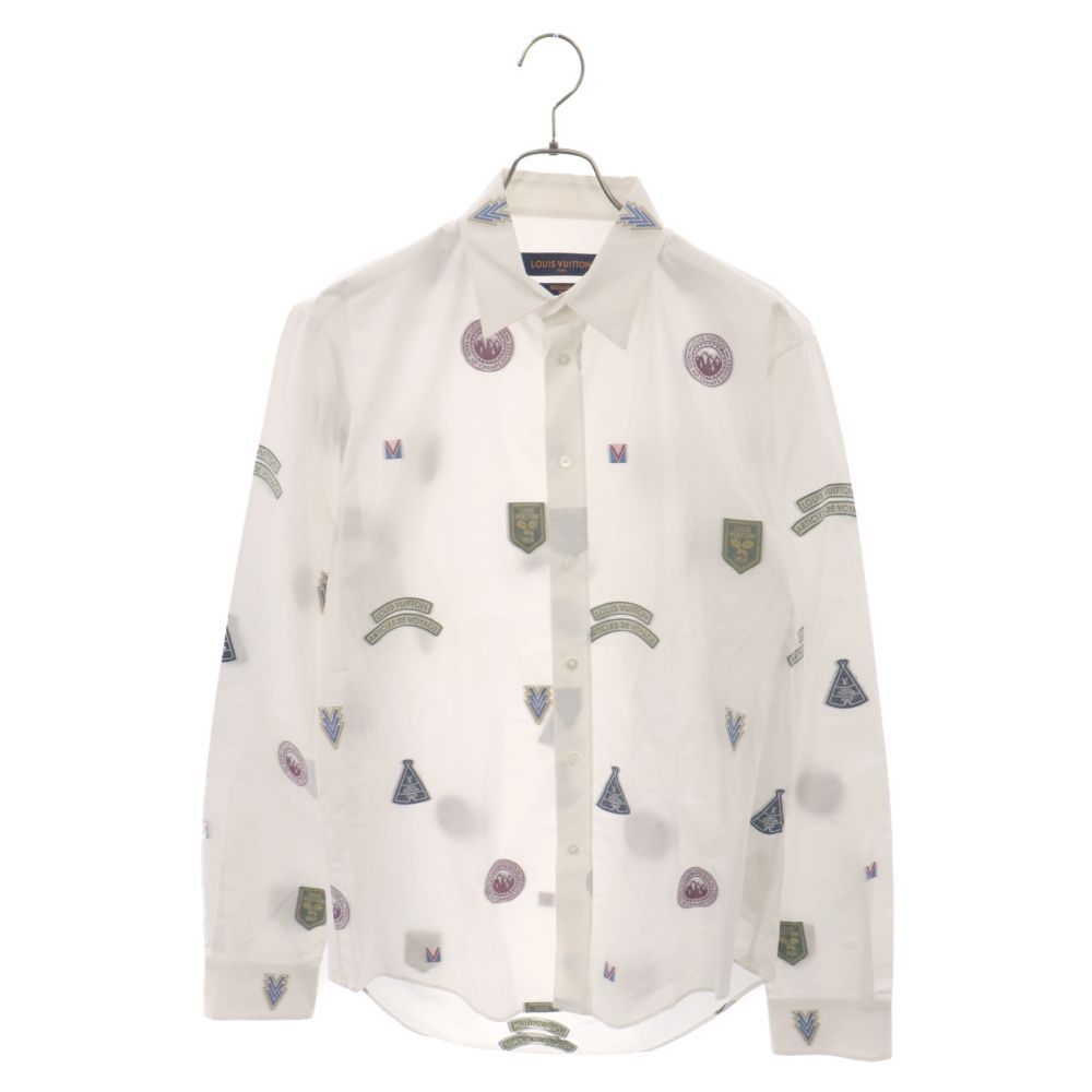 LOUIS VUITTON (ルイヴィトン) ワッペン総柄 長袖シャツ RM182Q HDM HFS42W ホワイト