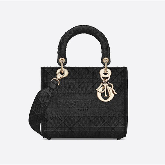 【DIOR】雑誌掲載！完売必至！憧れのMedium Lady D-Lite Bag！ 刺繍キャンバス グレー バッグ