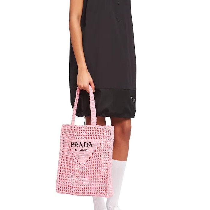 【PRADA】Raffia tote bag ロゴ ラフィア トートバッグ 2022SS新作