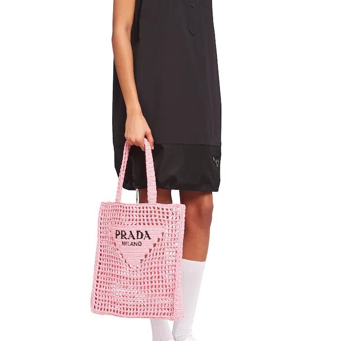 【PRADA】Raffia tote bag ロゴ ラフィア トートバッグ 2022SS新作