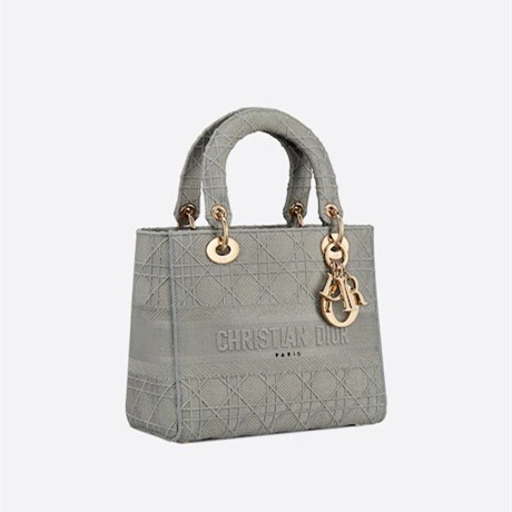 【DIOR】雑誌掲載！完売必至！憧れのMedium Lady D-Lite Bag！ 刺繍キャンバス グレー バッグ