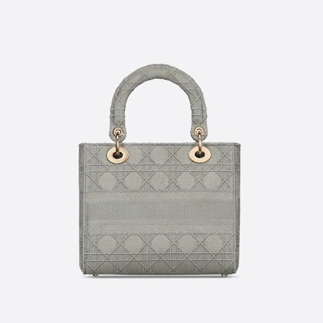 【DIOR】雑誌掲載！完売必至！憧れのMedium Lady D-Lite Bag！ 刺繍キャンバス グレー バッグ