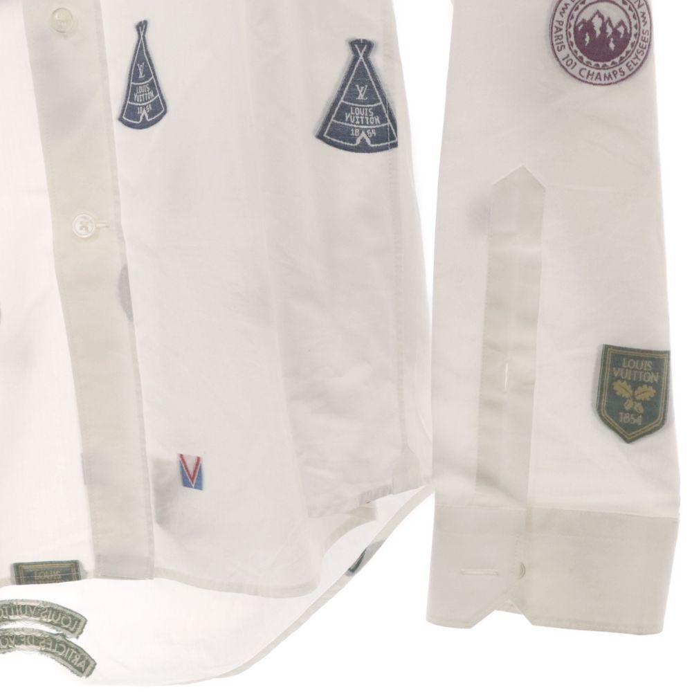 LOUIS VUITTON (ルイヴィトン) ワッペン総柄 長袖シャツ RM182Q HDM HFS42W ホワイト