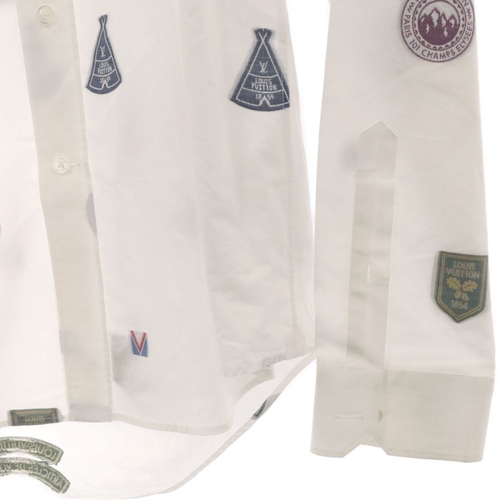 LOUIS VUITTON (ルイヴィトン) ワッペン総柄 長袖シャツ RM182Q HDM HFS42W ホワイト