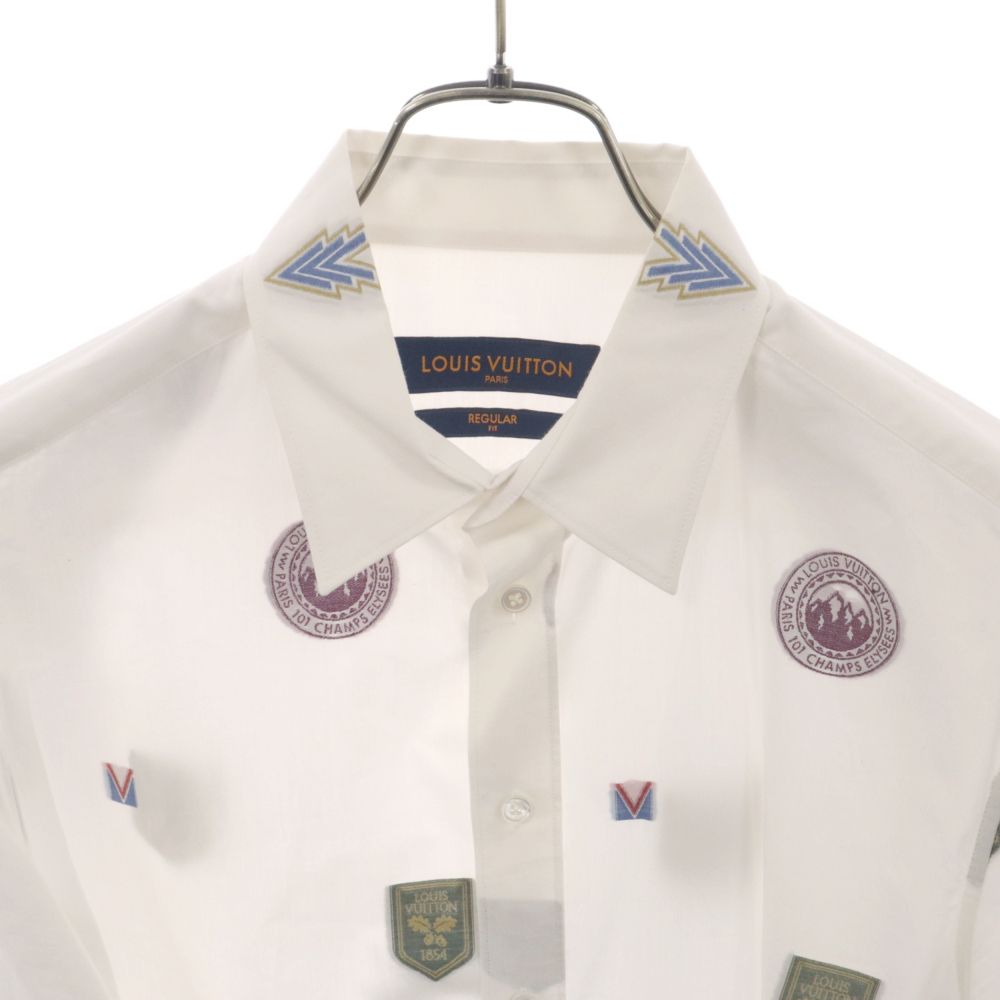 LOUIS VUITTON (ルイヴィトン) ワッペン総柄 長袖シャツ RM182Q HDM HFS42W ホワイト