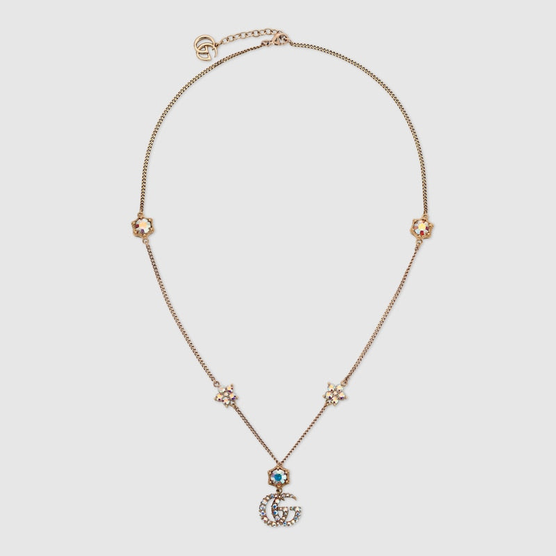 クリスタル付き ダブルG ネックレス