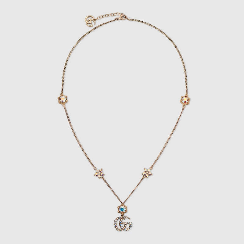 クリスタル付き ダブルG ネックレス