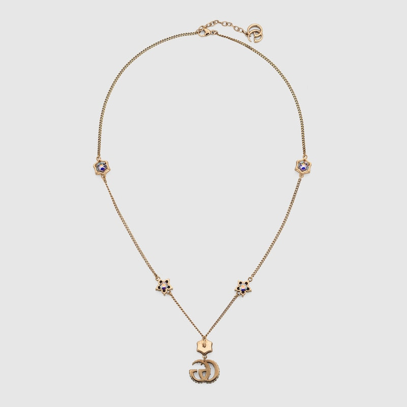 クリスタル付き ダブルG ネックレス