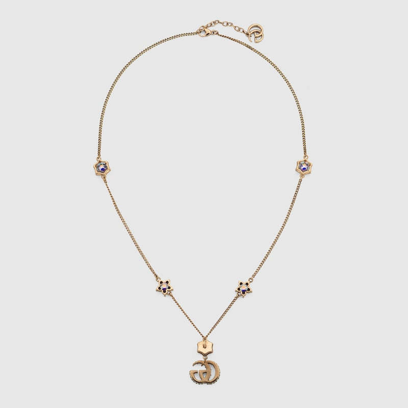 クリスタル付き ダブルG ネックレス