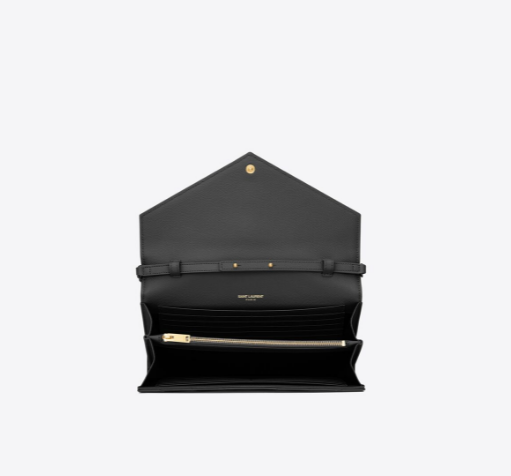 文字ロゴグレインエンボスレザーチェーンウォレット