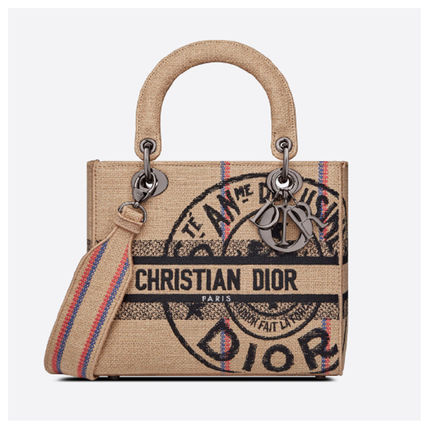LADY D-LITE ミディアムバッグ Dior Union ジュートキャンバス-BUYMA