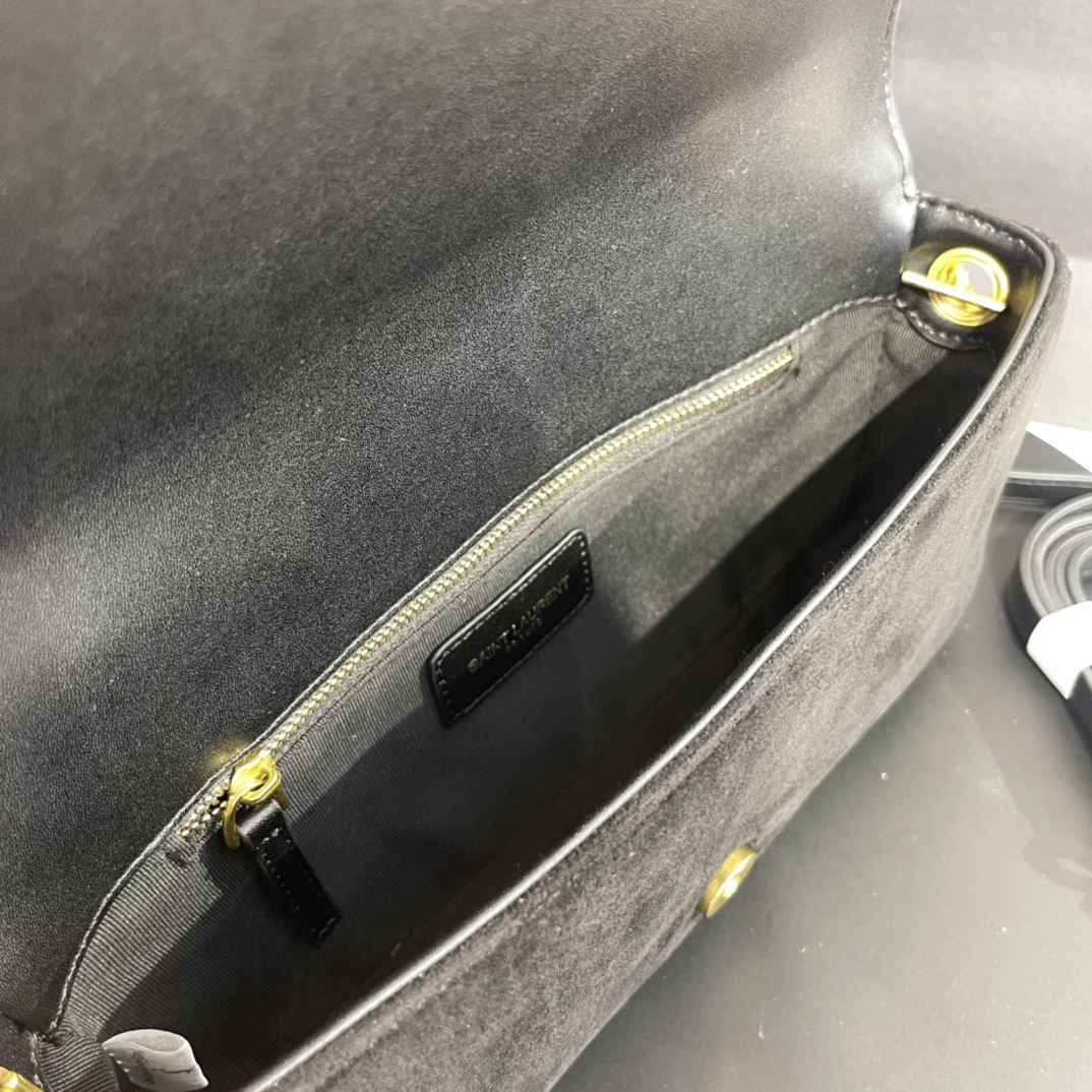 イヴ・サンローラン ブラック スエード モノグラム ミディアム ケイト タッセル バッグ