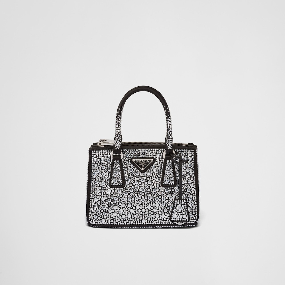 ★PRADA直営店★ガレリア クリスタル サテン ミニバッグ