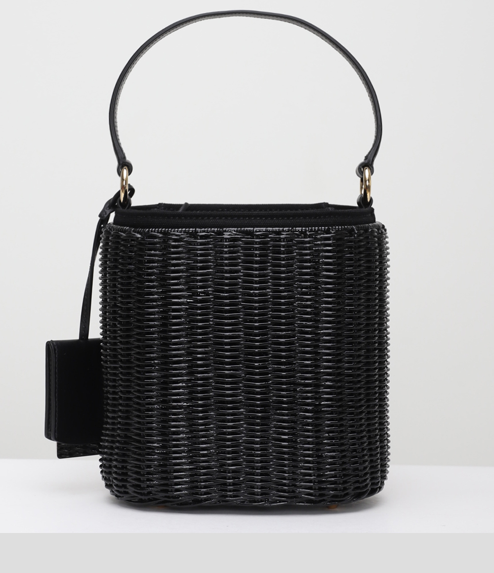 PRADA ウィッカーXキャンバス バケツ カゴバッグ