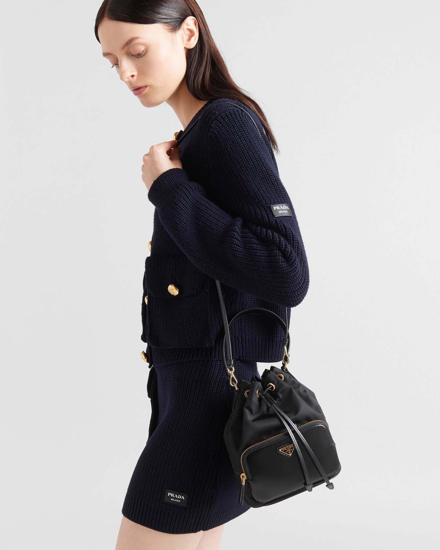 Re-Nylon xブラッシュドレザー バッグ