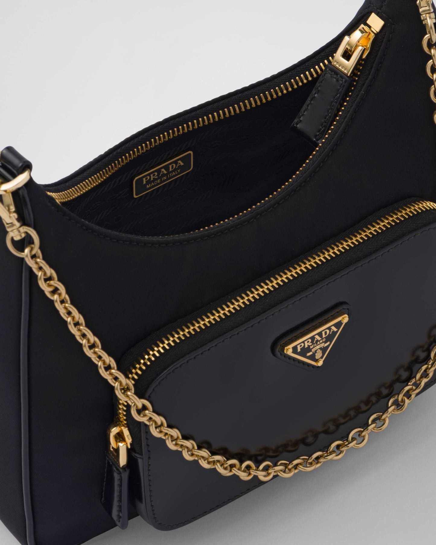 Re-Nylon xブラッシュドレザー ミニバッグ