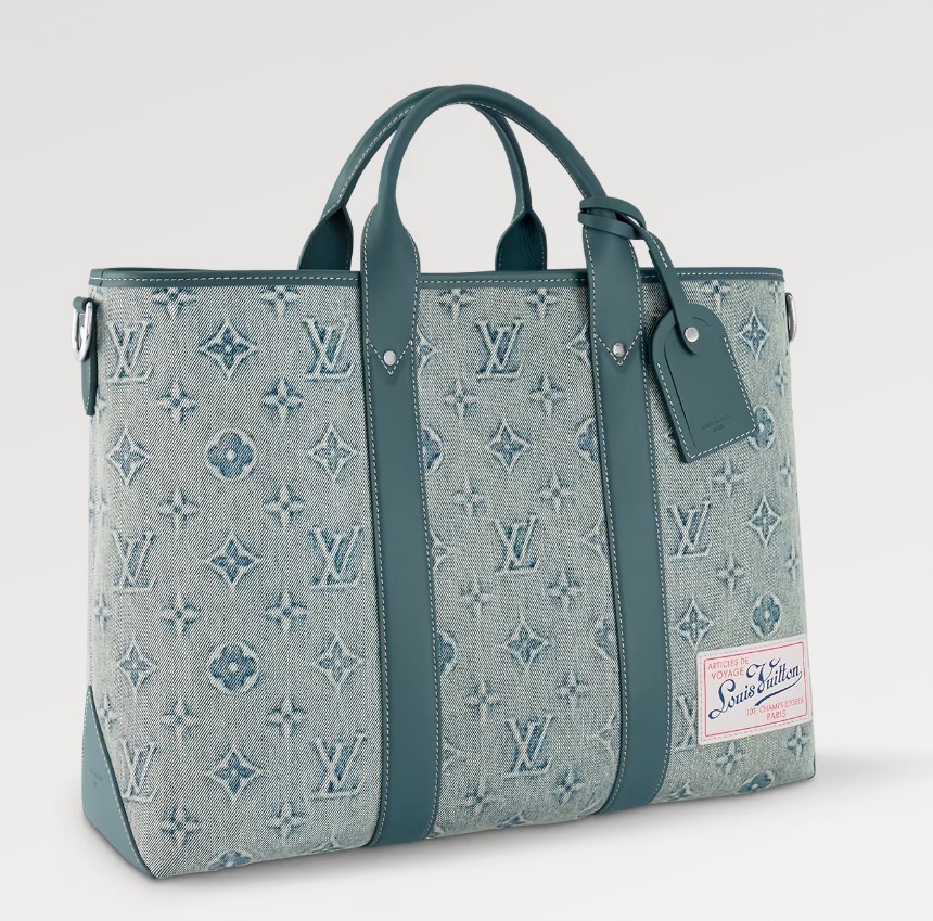 Louis Vuitton バッグ《Weekend》ブルー レザー ロゴ 直営店 M22537