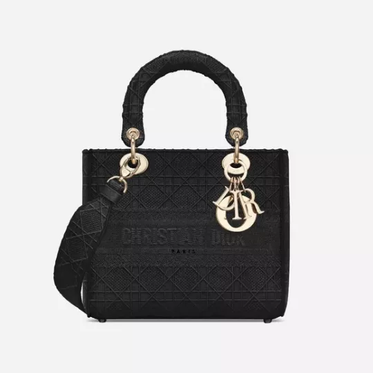 【DIOR】雑誌掲載！中村アンさん愛用！憧れのMedium Lady D-Lite Bag！ 刺繍キャンバス グレー バッグ【バッグ】