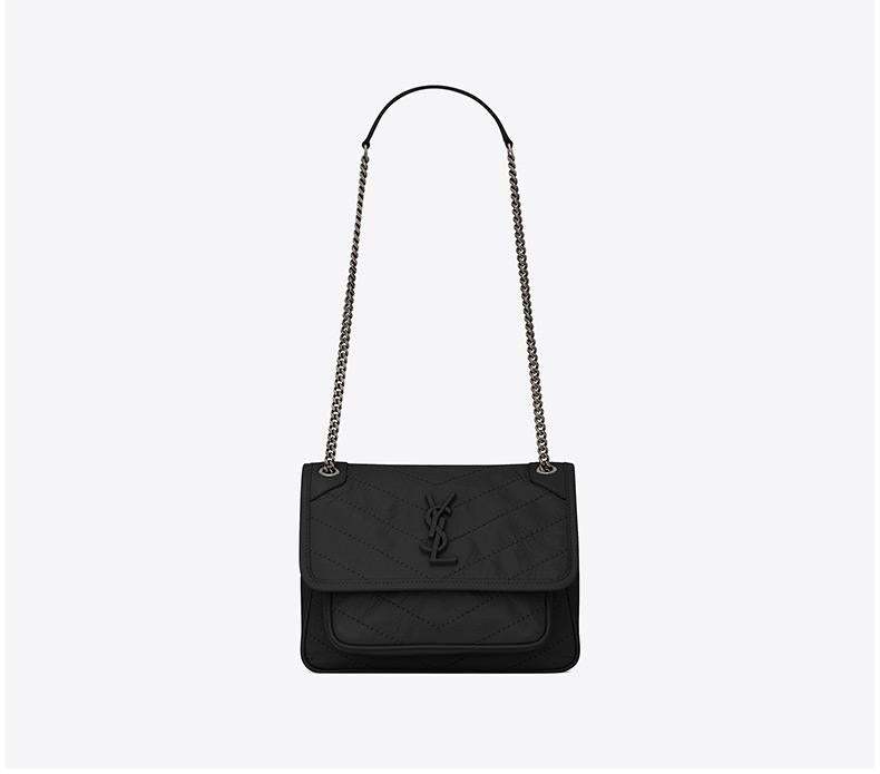 サンローランレディースNIKIミニレトロプリーツレザーショルダーバッグチェーンバッグ