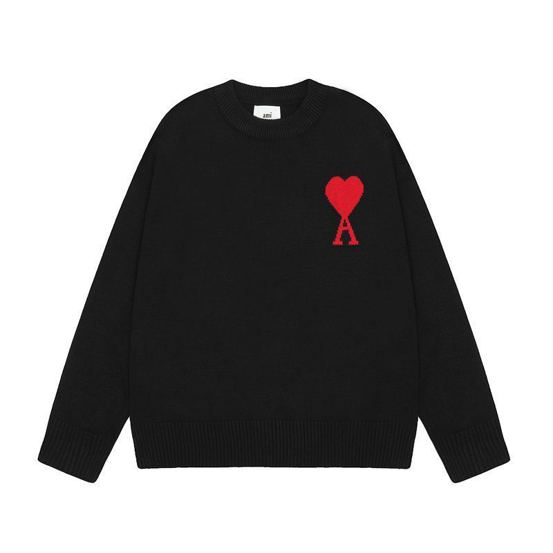 【AMI PARIS】 アミ パリス Intarsia Sweater ハートロゴ ニット ロゴ セーター オーバーサイズ