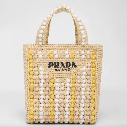 【PRADA】ラフィアxウッド トートバッグ 3色