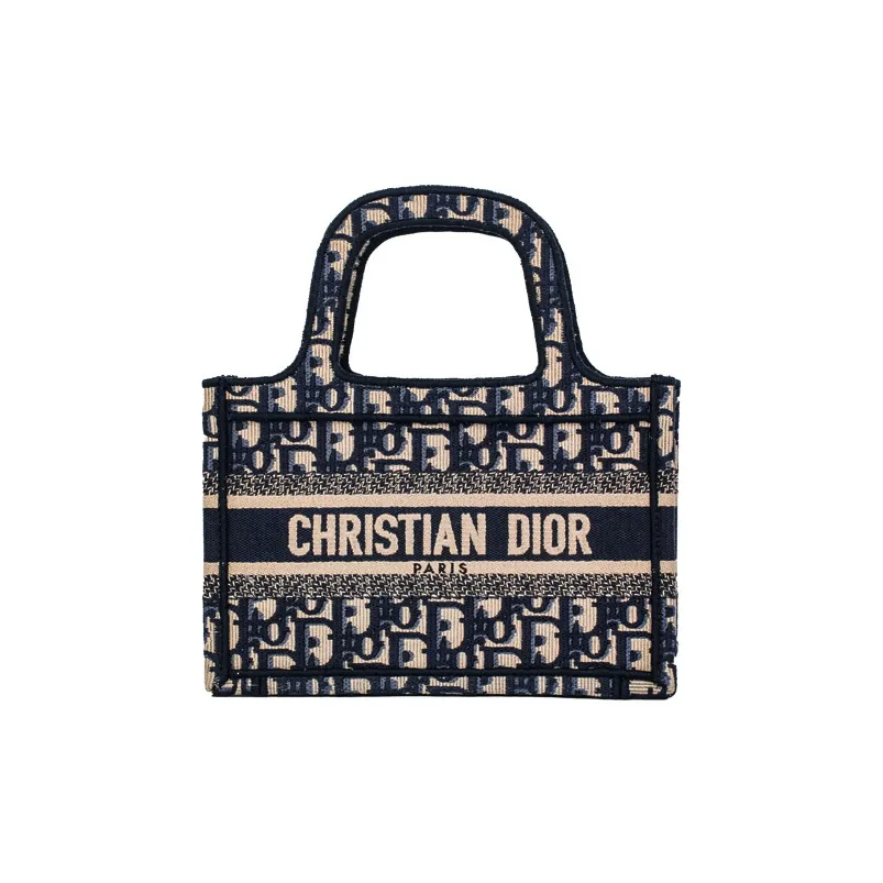 【DIOR】 ディオール オブリーク 刺繍 ブックトートミニバッグ 22.5*15CM