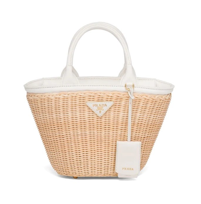 【新作】★PRADA★人気のWicker★キャンバス カゴバッグ