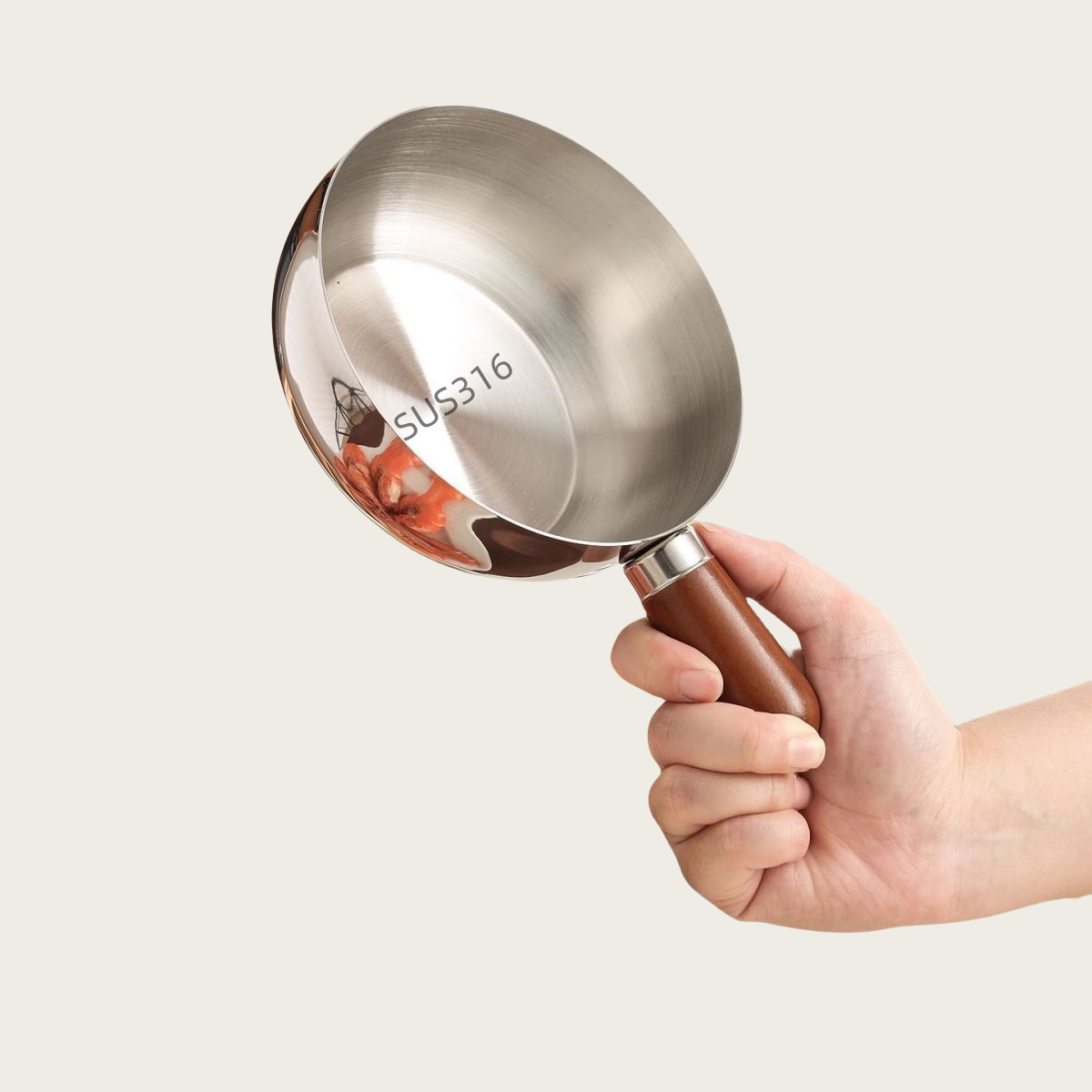 ステンレス製インスタントラーメン鍋、一人用小鍋、高級マホガニースナック鍋、小型調理鍋、ベビーフードサプリメントミルク鍋