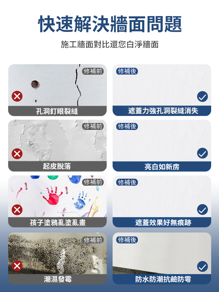 防水防黴牆面修補翻新膏