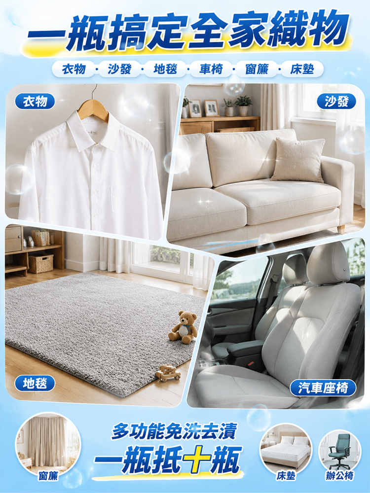 【省時省力】多功能免沖洗去漬急救噴霧