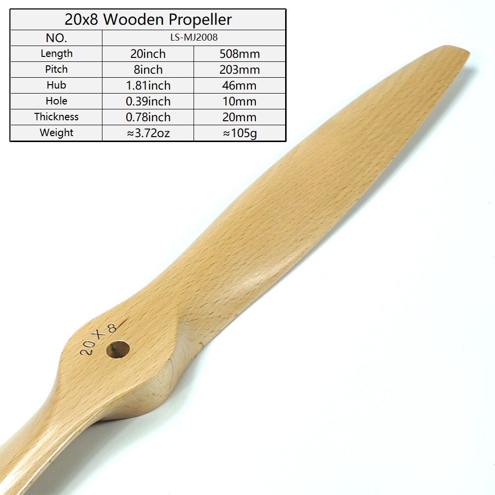 dwhobby Remote Control Model Airplane Fixed Wing Propeller Parts Methanol Engine Accessories Beech Wood Propeller Blades