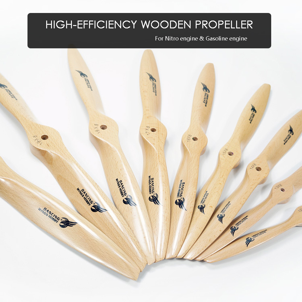 dwhobby Remote Control Model Airplane Fixed Wing Propeller Parts Methanol Engine Accessories Beech Wood Propeller Blades
