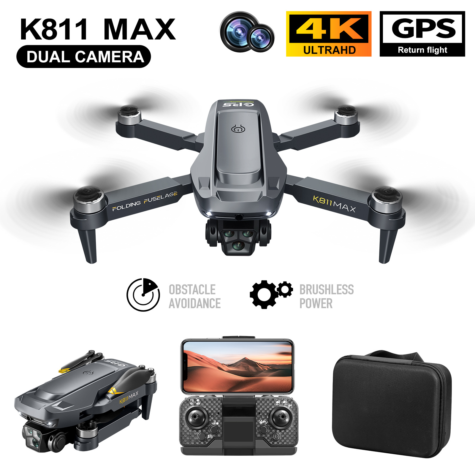 K811 MAX Drone GPS Positioning 4K HD High Definition Aerial Photography