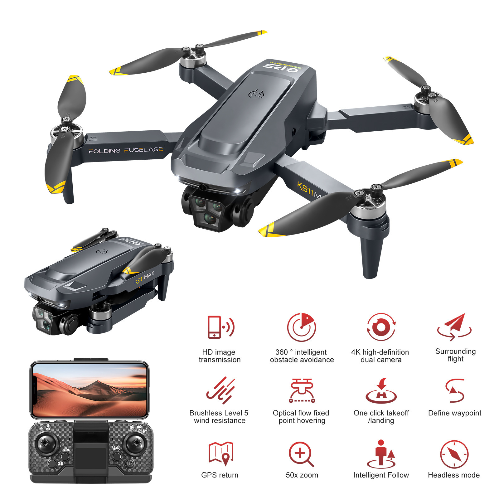 K811 MAX Drone GPS Positioning 4K HD High Definition Aerial Photography