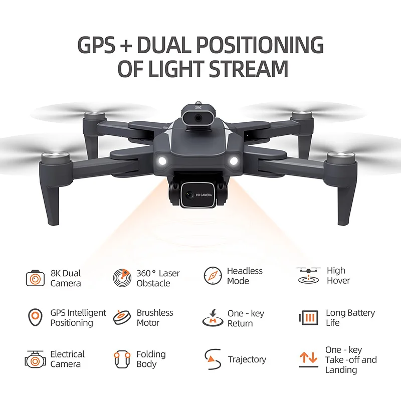 H5 360 Degree Obstacle Avoidance Optical Flow Smart Follow Me Drone 8k Camera Esc Gps Drone Professional 5g Wifi Fpv Drone UAV