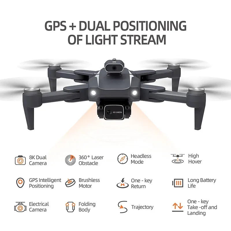 H5 360 Degree Obstacle Avoidance Optical Flow Smart Follow Me Drone 8k Camera Esc Gps Drone Professional 5g Wifi Fpv Drone UAV