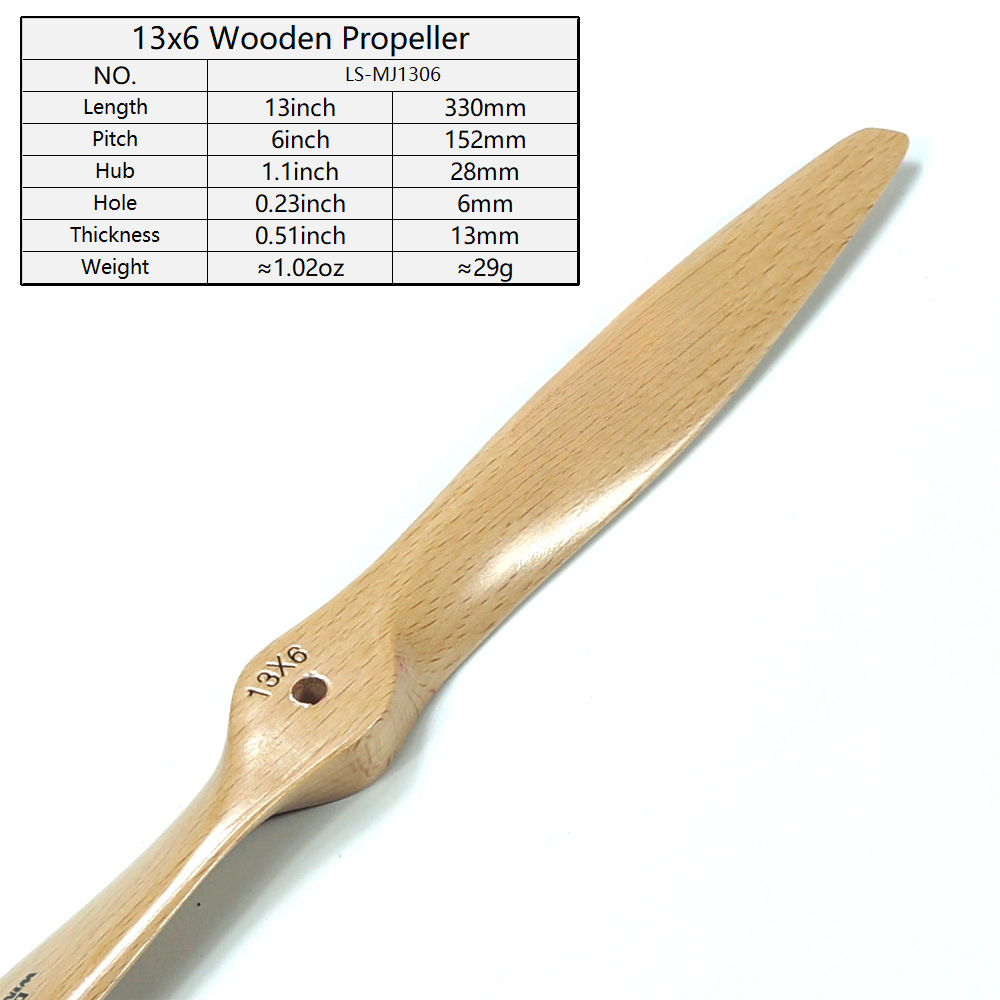 dwhobby Remote Control Model Airplane Fixed Wing Propeller Parts Methanol Engine Accessories Beech Wood Propeller Blades